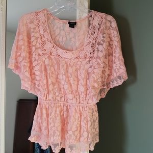 Peach Coral Floral Lace rue21 top